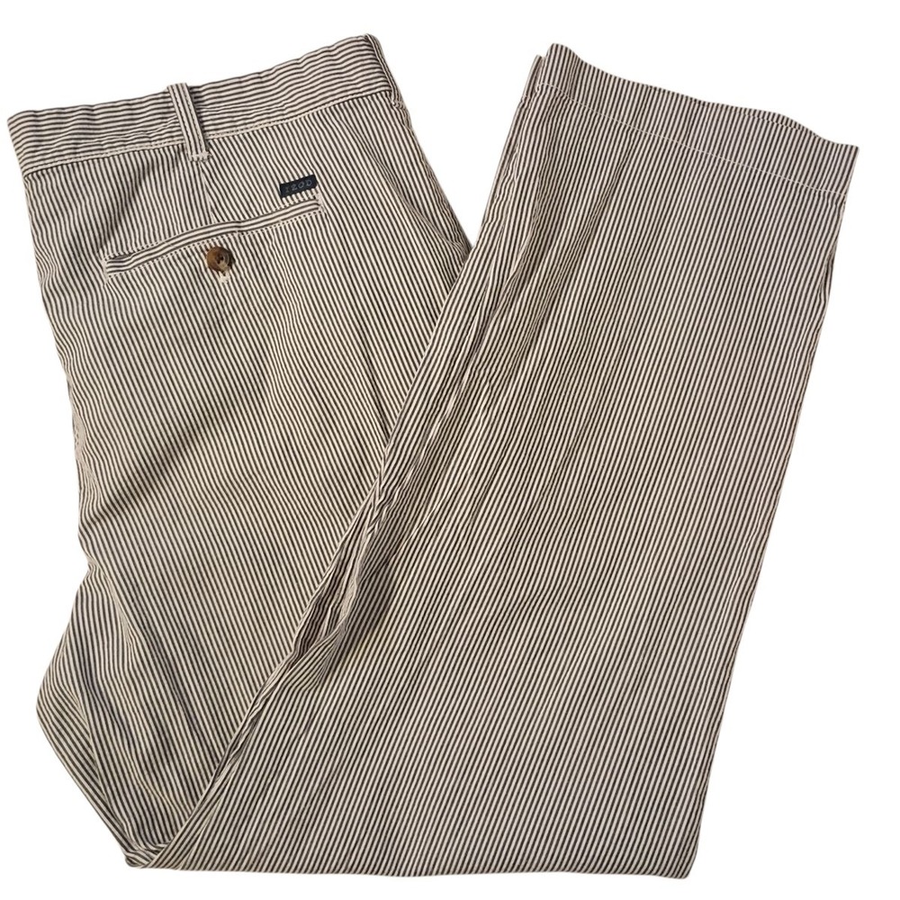 Izod Pants Mens 40x30 (29) Blue‎ Seersucker Striped Straight Stretch Golf Preppy